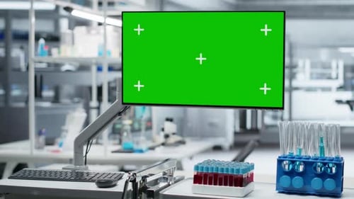 Green Screen in Empty Laboratory Showcasing Modern Setting of Medical Research