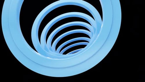 3D Loopable Blue Circles Background With Alpha Channel