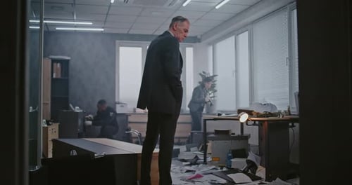 Office Robbery Case Crime Investigation Team Working at Crime Scene