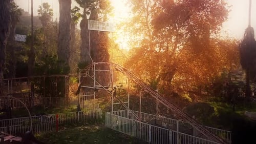 Abandoned Amusement Park at Golden Hour