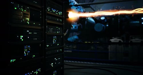 Futuristic Technology and Robotics in a High Tech Laboratory Environment
