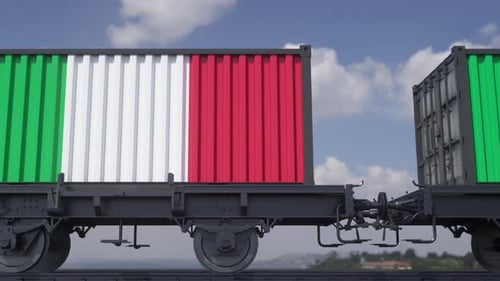 Trains et conteneurs arborant le drapeau de l'Italie Transport ferroviaire