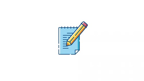 Animated Notepad and Pencil Flat Design Icon