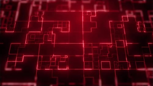 Abstract High Tech Database Glowing Background, Digital Technology Circuit Board BG, 3d Loop