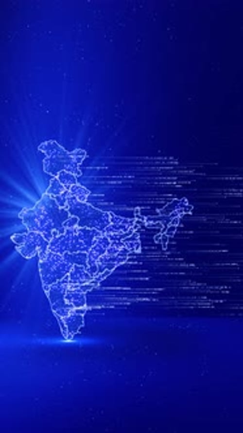 Cyber digital India country global tech Map of India Data Connections Binary Technology India's