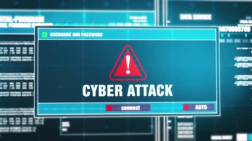 Futuristic Cyber Attack Warning on Digital Interface