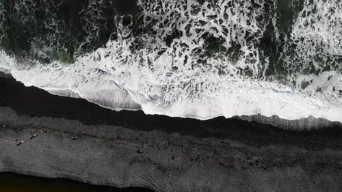 Waves Crashing on Black Sand Beach