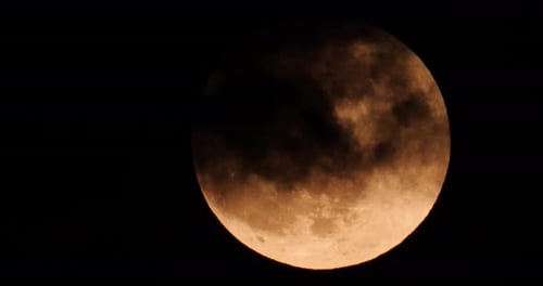 Bright Full Moon at Night Behind Clouds