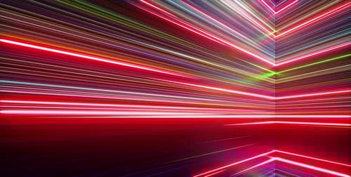 abstract background with stream of neon lines leaving glowing tracks