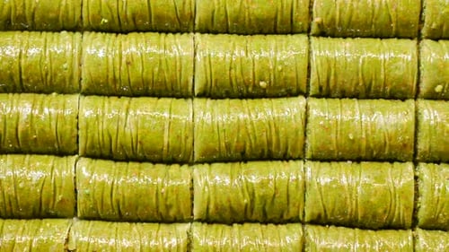 Vue du dessus du baklava Sarma Extra Pistachio