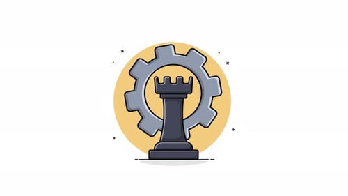 Corporate Strategy Gear and Chess Piece Icon Animation