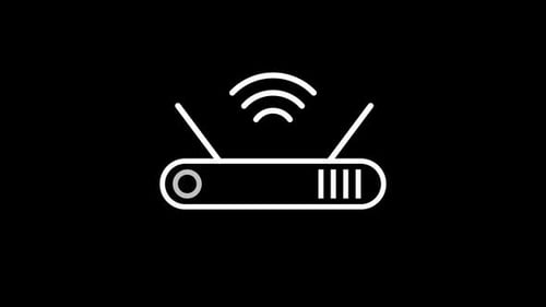 Colección Nano: elemento animado de un transmisor con un icono de señal de propagación sobre un fondo negro