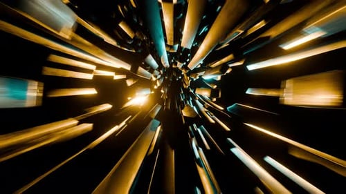 Stone Yellow With Cyan Lighted Vj Loop Animation Tunnel