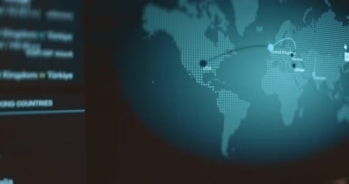 Futuristic Digital World Map Global Network Connection Animation