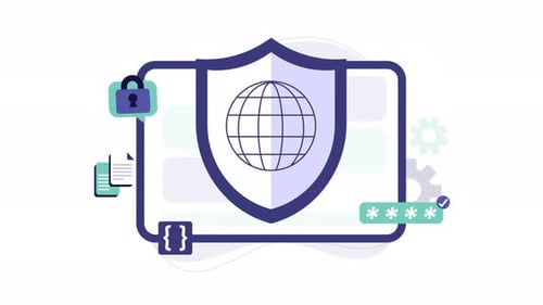 Flat Design Global Data Protection and Network Security Animation