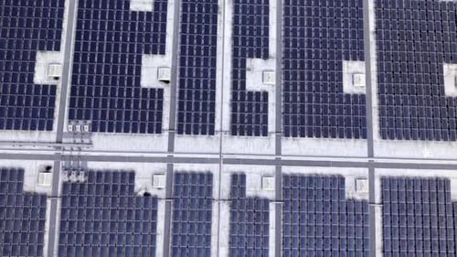 Aerial View of Solar Panels on Rooftop