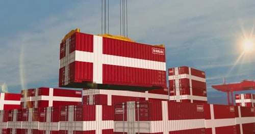 Denmark export containers cargo crane loading