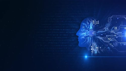 Digital Brain CPU Circuit Board Data Animation