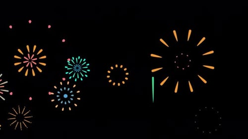 Colorful Animated Fireworks Celebration Motion Graphic