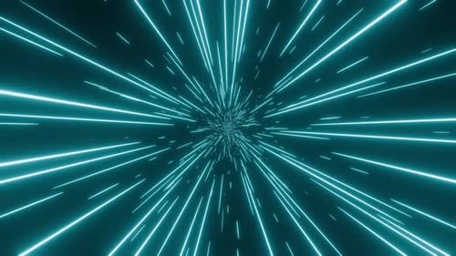 Futuristic Neon Cyan Light Speed Warp Animation