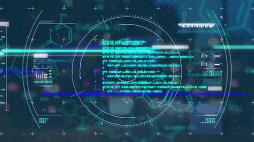 Animation of scope scanning and chemical structural compounds data processing in background