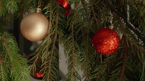 Christmas Tree Decorated with Baubles and Candy Canes