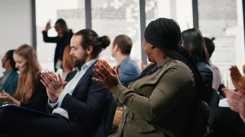 Diverse Business People Applauding in Meeting at Conference