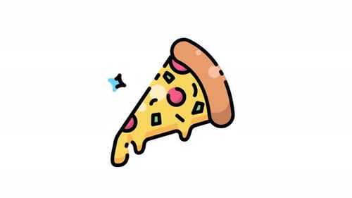 Animated Cartoon Pizza Slice Icon with Melting Cheese