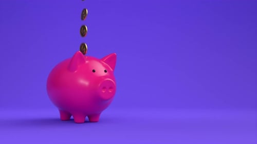 Coins Falling Into the Piggy Bank Loop