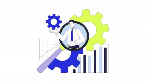 Animação 2D de análise de negócios digitais