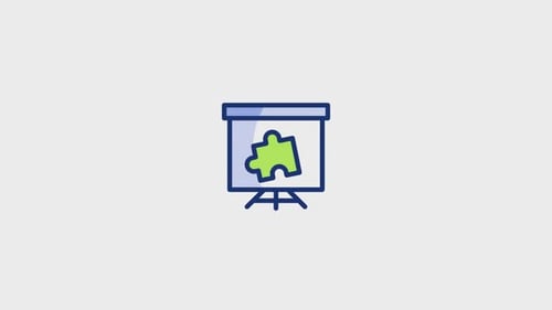 Animated Flat Design Puzzle Piece on Presentation Board Icon