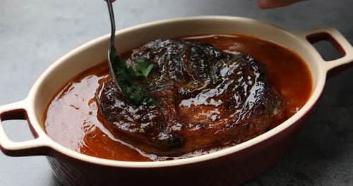 Delicious juicy meat with a tangy sauce