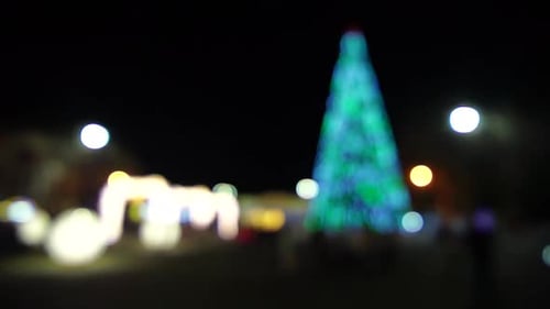 Abstract Festive Yelloworange Lights with Bokeh Sparkling Circular Stars Motion Holiday Concept