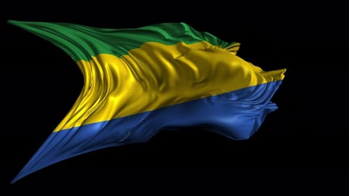 Realistic Waving Gabon National Flag Animation Loop