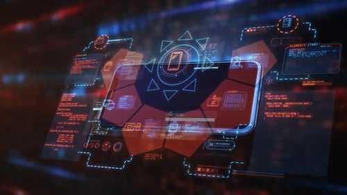 Infographics and Program Code Elements Displayed Above the Smartphone Screen