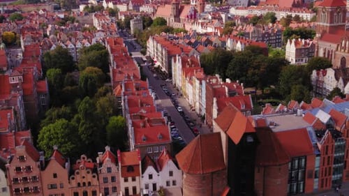Gdansk City old town. Aerial view.