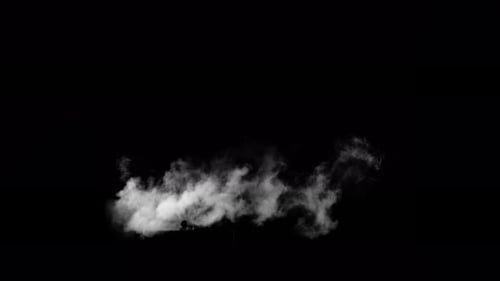 Fume Collection: A three quarter view of steam breaking free from a channel on a dark background sho