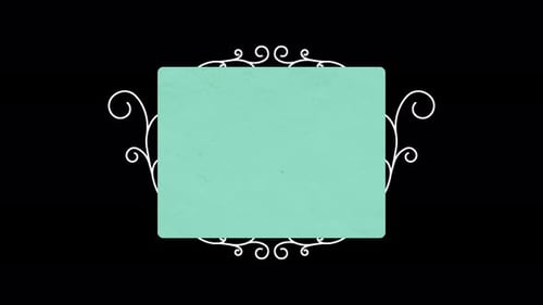 Vow Collection: Title loop element of a green square frame with curvy borders design on a black back