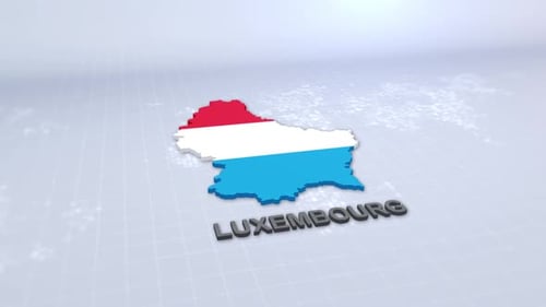 3D Animated Map of Luxembourg with Flag and Country Name