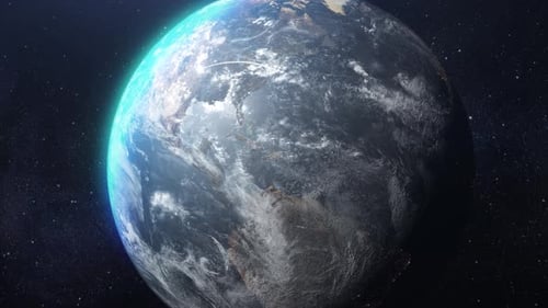 intercontinental Missile Hitting america continent, Outer space view