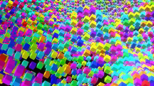 Dynamic Waving Colorful Cubes Motion Background Loop