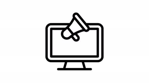 Animated Marketing Megaphone and Monitor Icon