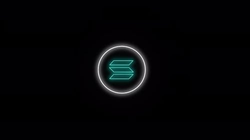 Solana Cryptocurrency Logo Animation On A Dark Background Digital Currency Concept