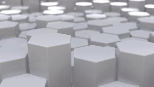 3D Geometric White Hexagon Grid Abstract Background Loop