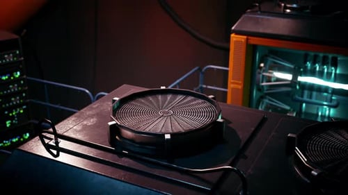 Futuristic Laboratory Machine with Glowing Core Animation