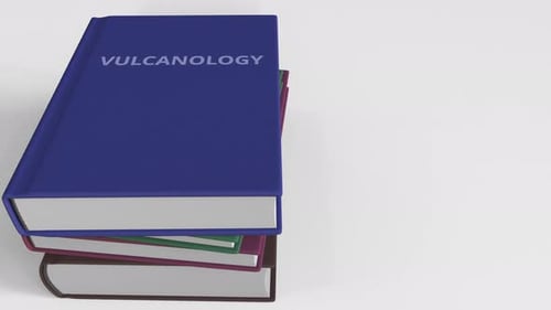 Rotating 3D Stack of Science Books for Education