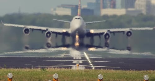 Aircraft Takeoff in Action at Busy Airport