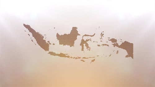 Pixelated Indonesia Map Reveal with Geometric Digital Grid