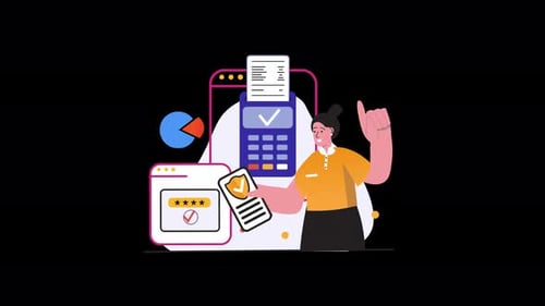 Business woman presenting data in a modern office setting