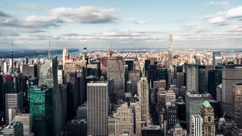 Cinematic And Majestic View Of Manhattan Cityscape, NYC, USA